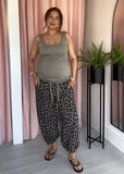 Leopard Ballon Leg Joggers - Taupe