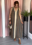 Missi Zig Zag Dress - Blue & Brown