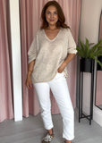 Loose Knit Heart Jumper - Beige