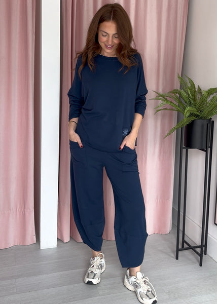 Barrel Leg Cotton Co-ord - Navy