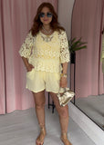 Crochet Top & Vest Set - Lemon