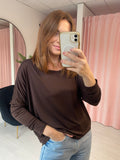 Long Sleeve Soft Drape T-shirt - Brown