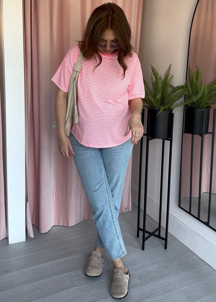 Stripe T-shirt - Pink & White