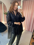 Oversized Sequin Shirt  - Black