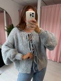 Bow Front Cardigan - Grey