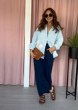 Elasticated Waist Trousers - Navy Cheesecloth