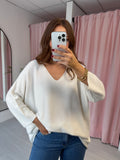 V Neck Jumper - Winter White