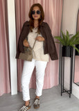 Suede Bubble Hem Jacket - Brown