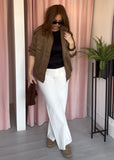 Faux Suede Funnel Neck Bomber Jacket