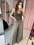 Patterned Palazzo Trousers - Taupe
