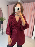 Sequin Playsuit - Wine