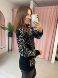 Sequin High Neck Jumper - Black