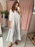 Linen Midi Dress - White