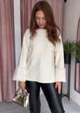 Faux Fur Cuff Jumper - Winter White