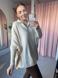 Zip Front Jumper - Beige