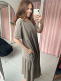 Tiered T-shirt Dress - Taupe