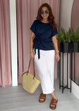 Wrap Tie T-shirt - Navy