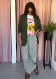 Stripey Trousers - Dark Green