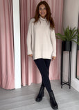 Ribbed Roll Neck Jumper - Stone