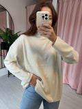 Diagonal Turtle Neck Jumper - Cream