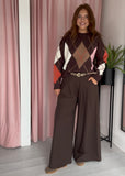 Wide Palazzo Trouser - Brown
