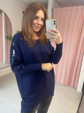 Sequin Detail Jumper -  Navy