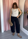 Linen Puff Ball Vest - Stone