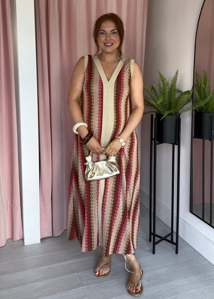Missi Zig Zag Dress - Pink & Brown