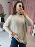 Waffle High Neck Jumper - Cream