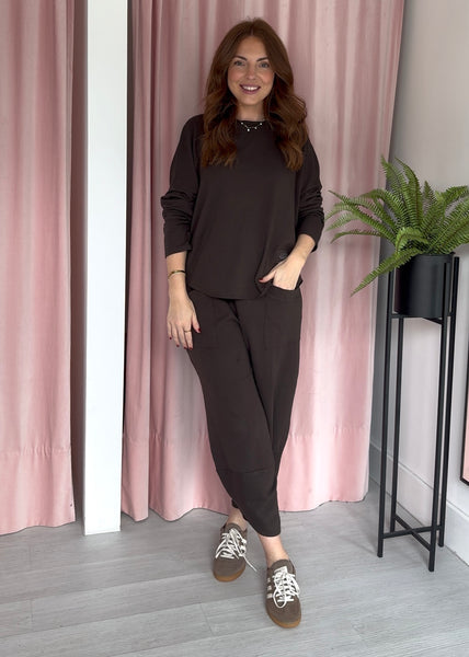 Barrel Leg Cotton Co-ord - Brown