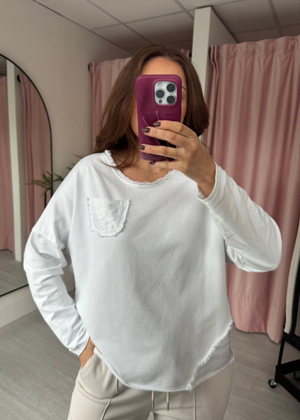 Satin Sweatshirt - White