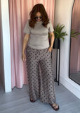 Polka Dot Trousers - Taupe & Brown