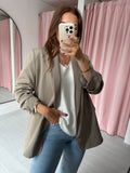 Ruched Sleeve Blazer - Taupe