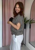 Linen Side Ruched Top - Taupe