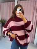 Stripey Jumper - Pink & Burgundy