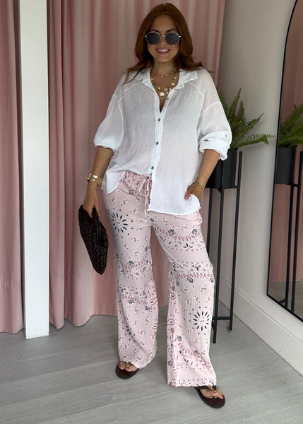 Bandana Cheesecloth Trousers - Pink