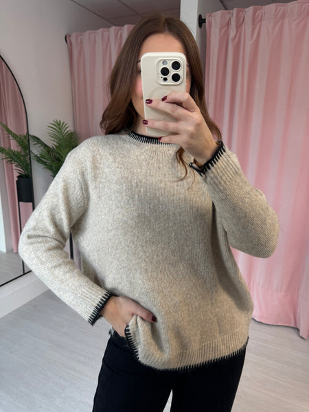 Blanket Stitch Jumper - Oatmeal