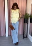 Satin Ruffle Top - Lemon
