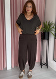 Barrel Leg Jogger - Brown