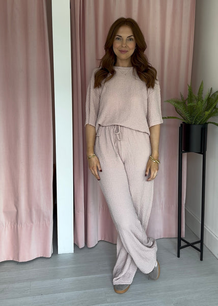 Premium Textured Co-ord - Nude Pink