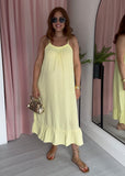 Cheesecloth Ruffle Hem Maxi Dress - Lemon