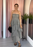 Ruffle Bandeau Dress - Taupe