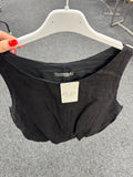 Linen Puff Ball Vest - Black