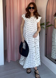 Pleated Maxi Dress - Polka Dot