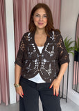 Butterfly Crochet Cardigan - Brown