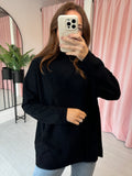 Diagonal Turtle Neck Jumper - Black