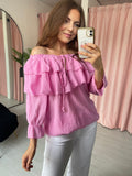 Cheesecloth Ruffle Top - Pink