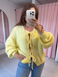 Bow Front Cardigan - Lemon