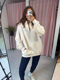 Zip Front Sweatshirt - Cream