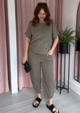 Cheesecloth Barrel Leg Co-ord - Taupe